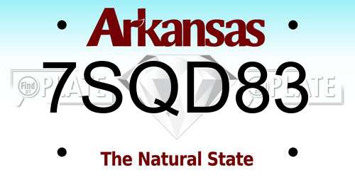 7SQD83 Arkansas License Plate