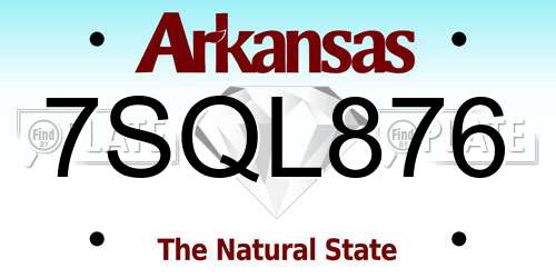 7SQL876 Arkansas License Plate