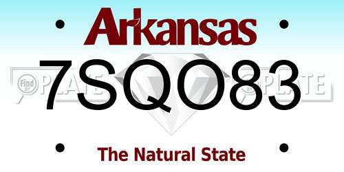 7SQO83 Arkansas License Plate
