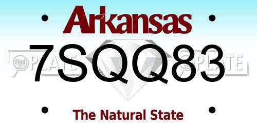 7SQQ83 Arkansas License Plate