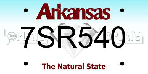 7SR540 Arkansas License Plate