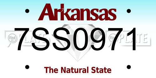 7SS0971 Arkansas License Plate