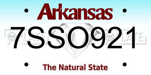7SSO921 Arkansas License Plate