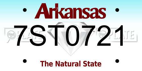 7ST0721 Arkansas License Plate
