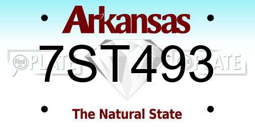 7ST493 Arkansas License Plate