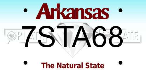 7STA68 Arkansas License Plate
