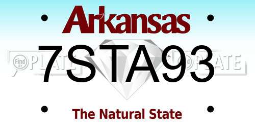 7STA93 Arkansas License Plate