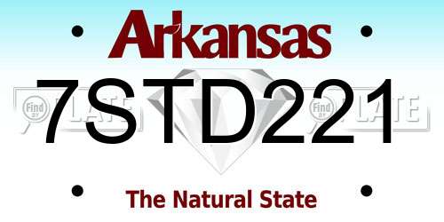 7STD221 Arkansas License Plate