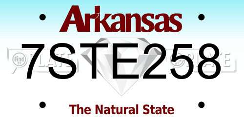 7STE258 Arkansas License Plate