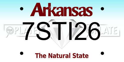 7STI26 Arkansas License Plate