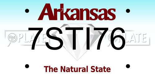 7STI76 Arkansas License Plate