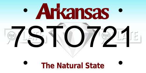 7STO721 Arkansas License Plate