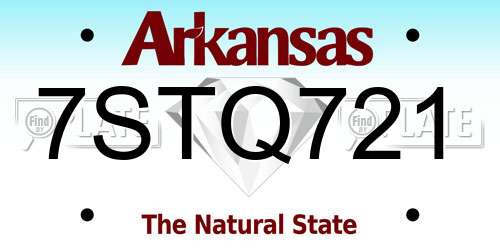 7STQ721 Arkansas License Plate