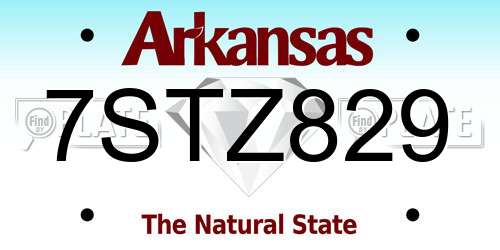 7STZ829 Arkansas License Plate
