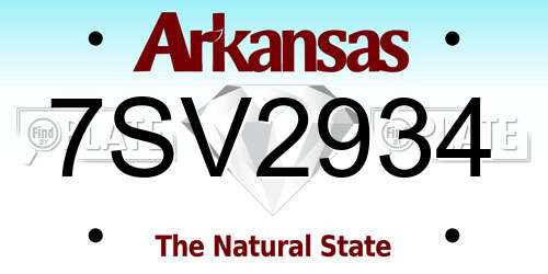 7SV2934 Arkansas License Plate
