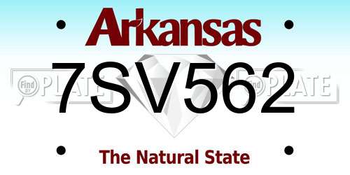 7SV562 Arkansas License Plate