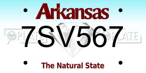 7SV567 Arkansas License Plate