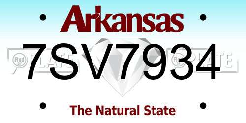 7SV7934 Arkansas License Plate