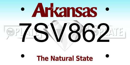 7SV862 Arkansas License Plate
