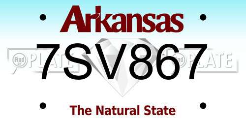 7SV867 Arkansas License Plate