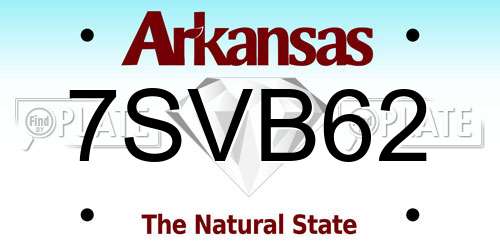 7SVB62 Arkansas License Plate
