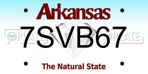 7SVB67 Arkansas License Plate