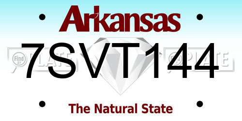 7SVT144 Arkansas License Plate