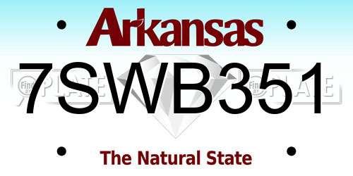 7SWB351 Arkansas License Plate