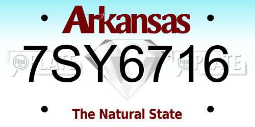 7SY6716 Arkansas License Plate