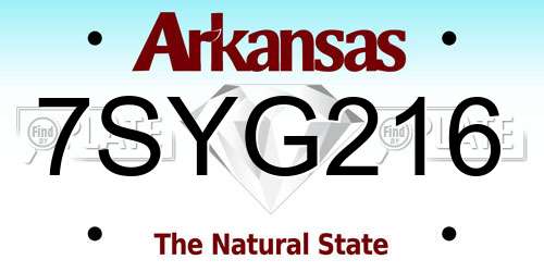 7SYG216 Arkansas License Plate