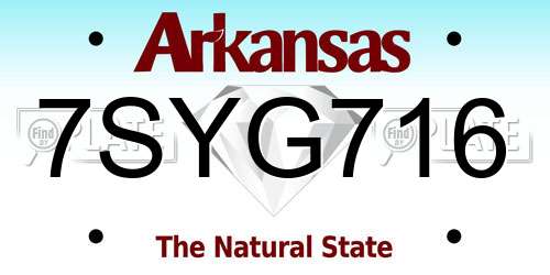 7SYG716 Arkansas License Plate