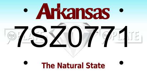 7SZ0771 Arkansas License Plate