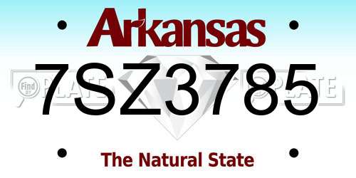 7SZ3785 Arkansas License Plate