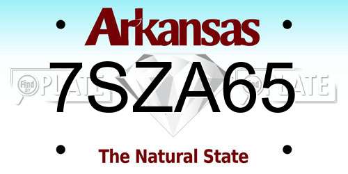 7SZA65 Arkansas License Plate
