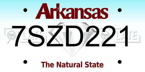 7SZD221 Arkansas License Plate