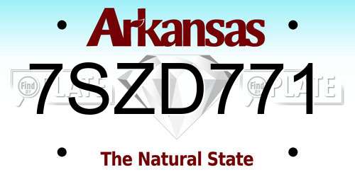 7SZD771 Arkansas License Plate