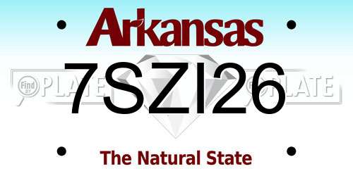 7SZI26 Arkansas License Plate