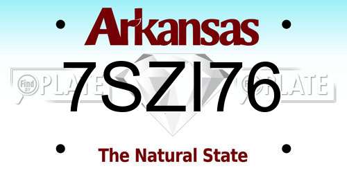 7SZI76 Arkansas License Plate