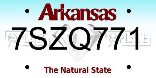 7SZQ771 Arkansas License Plate