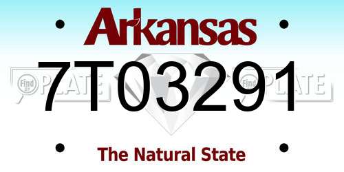 7T03291 Arkansas License Plate