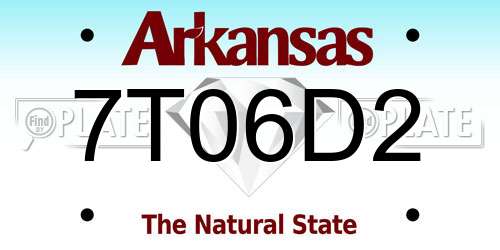 7T06D2 Arkansas License Plate