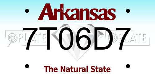 7T06D7 Arkansas License Plate