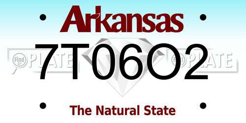 7T06O2 Arkansas License Plate