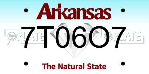 7T06O7 Arkansas License Plate