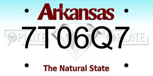 7T06Q7 Arkansas License Plate