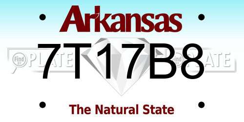 7T17B8 Arkansas License Plate
