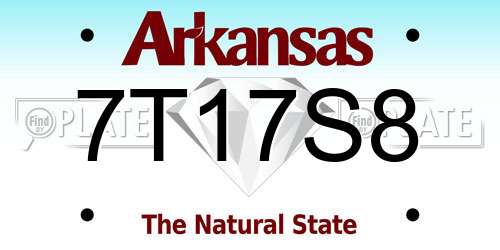 7T17S8 Arkansas License Plate