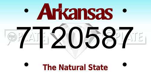 7T20587 Arkansas License Plate