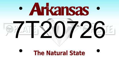 7T20726 Arkansas License Plate
