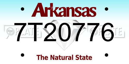 7T20776 Arkansas License Plate